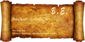Becker Ernák névjegykártya